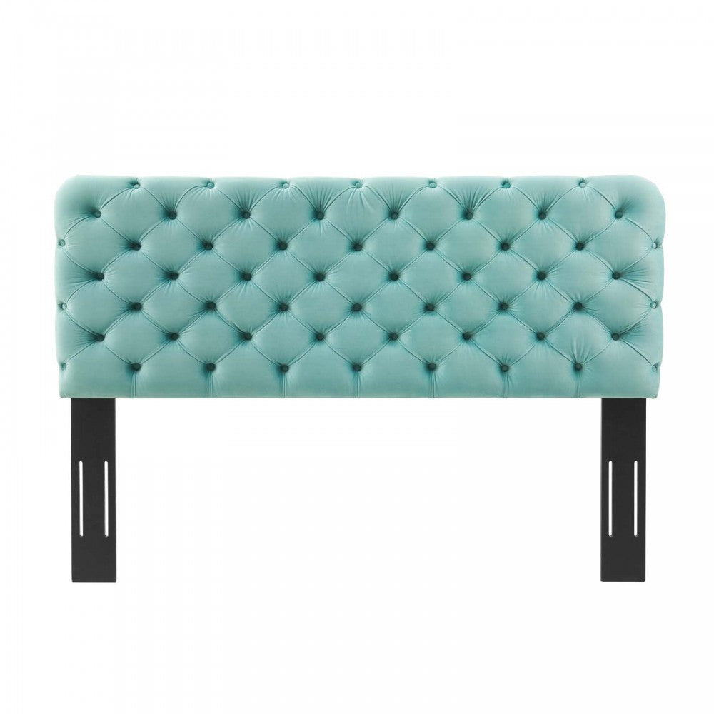 Lizzy Tufted Full/Queen Performance Velvet Headboard, Mint