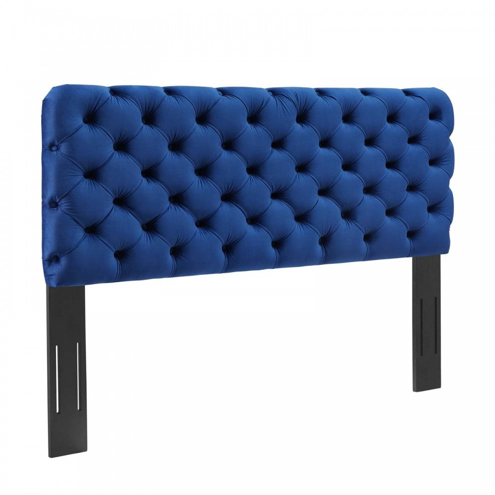 Lizzy Tufted Full/Queen Performance Velvet Headboard, Navy