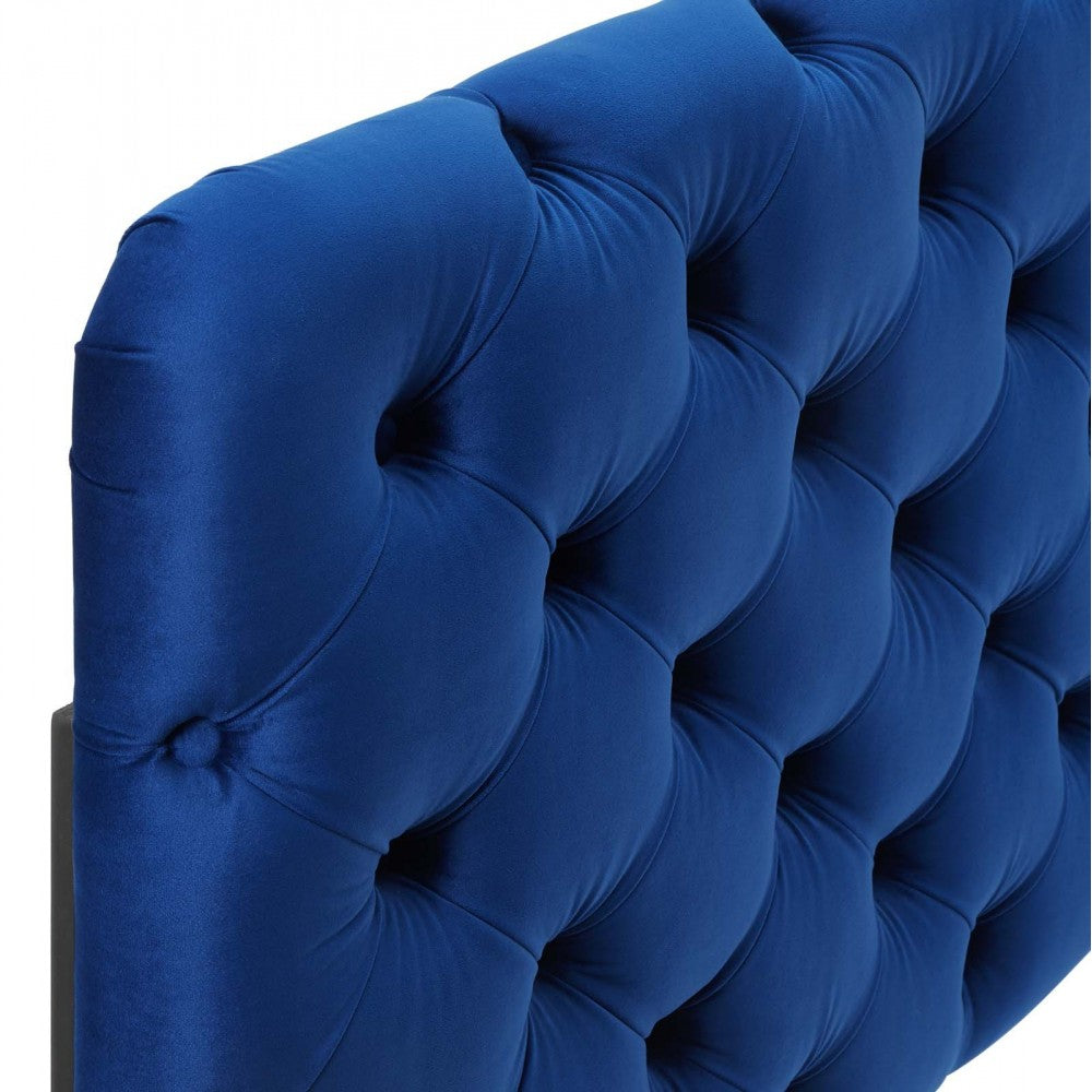 Lizzy Tufted Full/Queen Performance Velvet Headboard, Navy