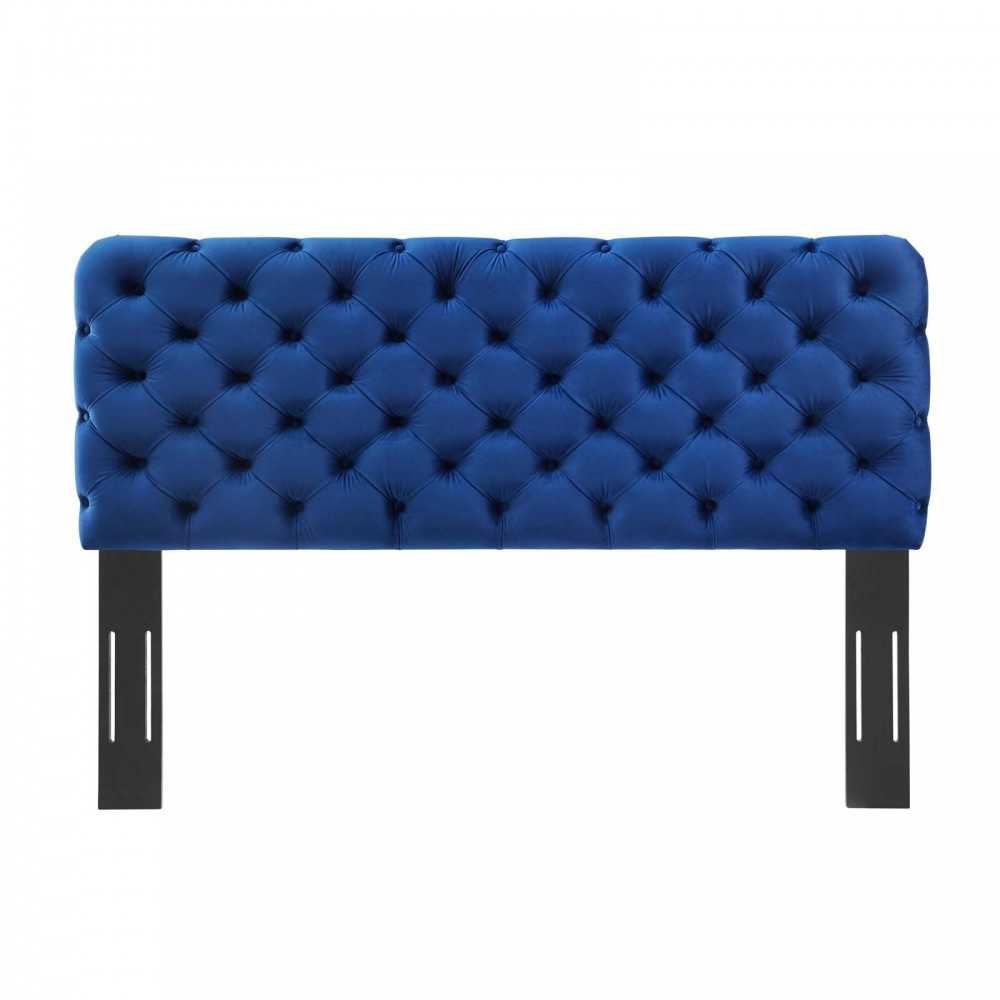 Lizzy Tufted Full/Queen Performance Velvet Headboard, Navy