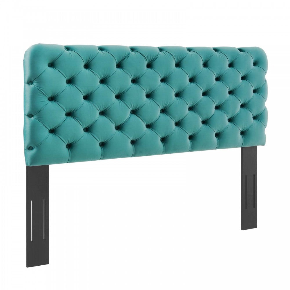 Lizzy Tufted Full/Queen Performance Velvet Headboard, Teal