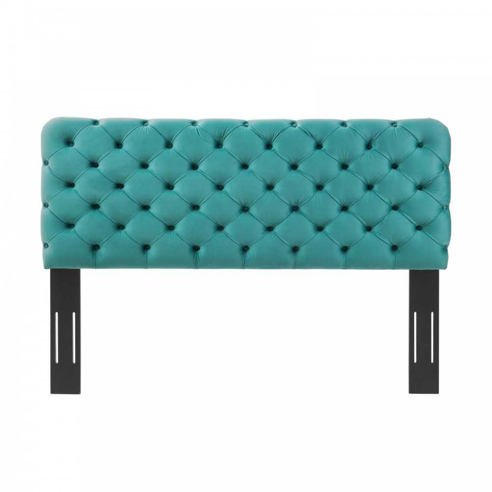 Lizzy Tufted Full/Queen Performance Velvet Headboard, Teal