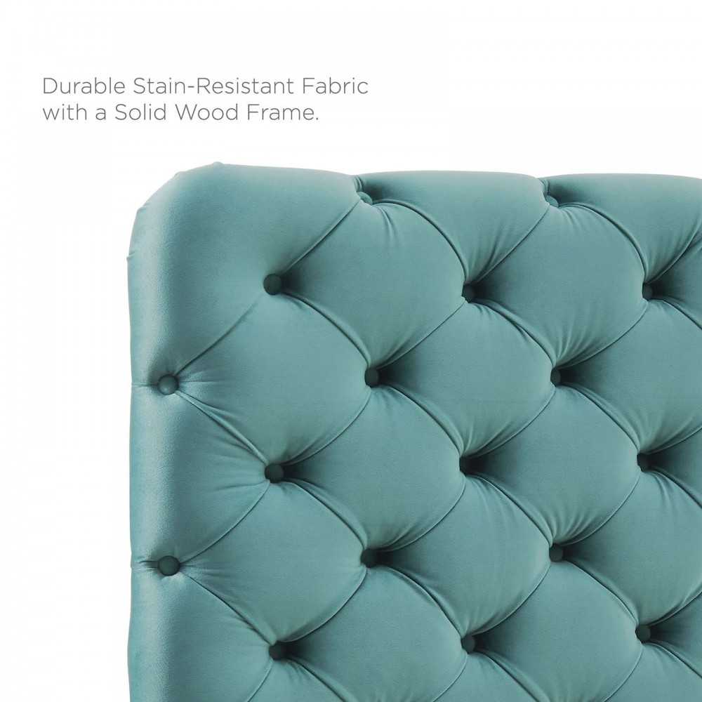 Lizzy Tufted Full/Queen Performance Velvet Headboard, Teal