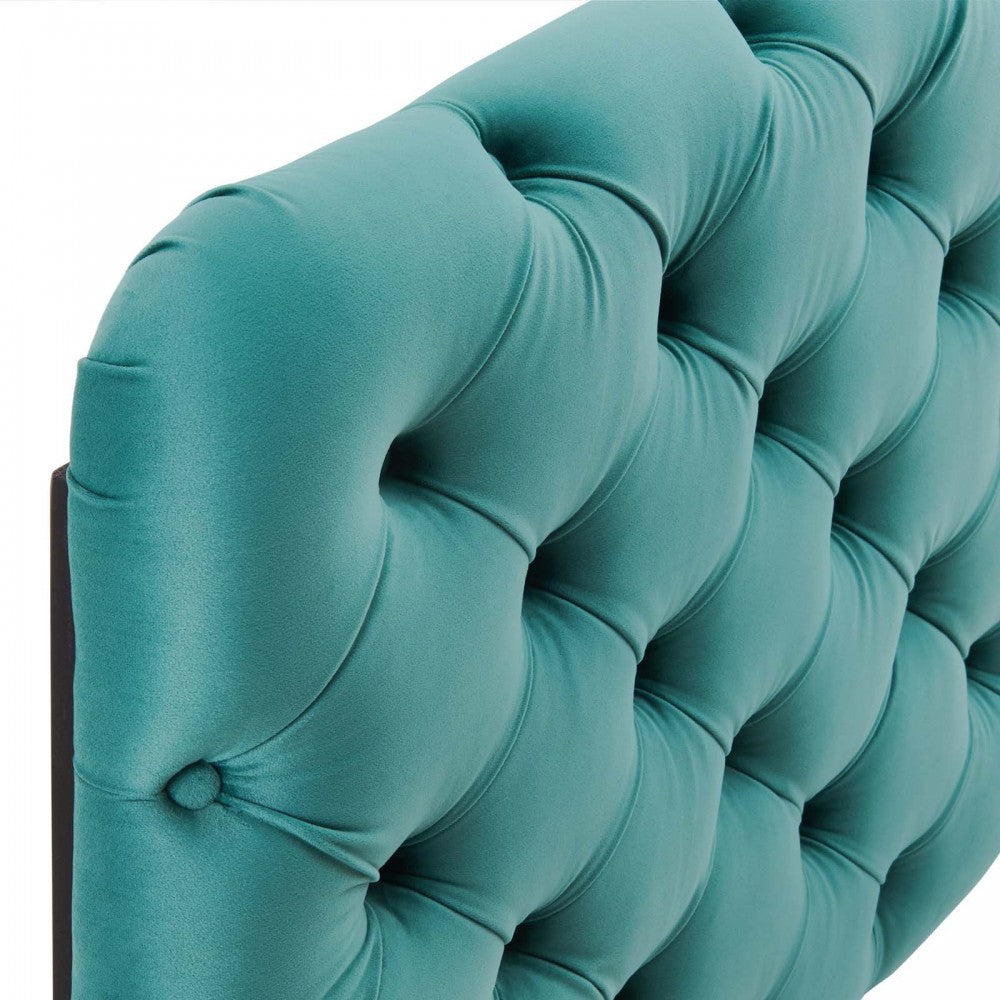 Lizzy Tufted Full/Queen Performance Velvet Headboard, Teal