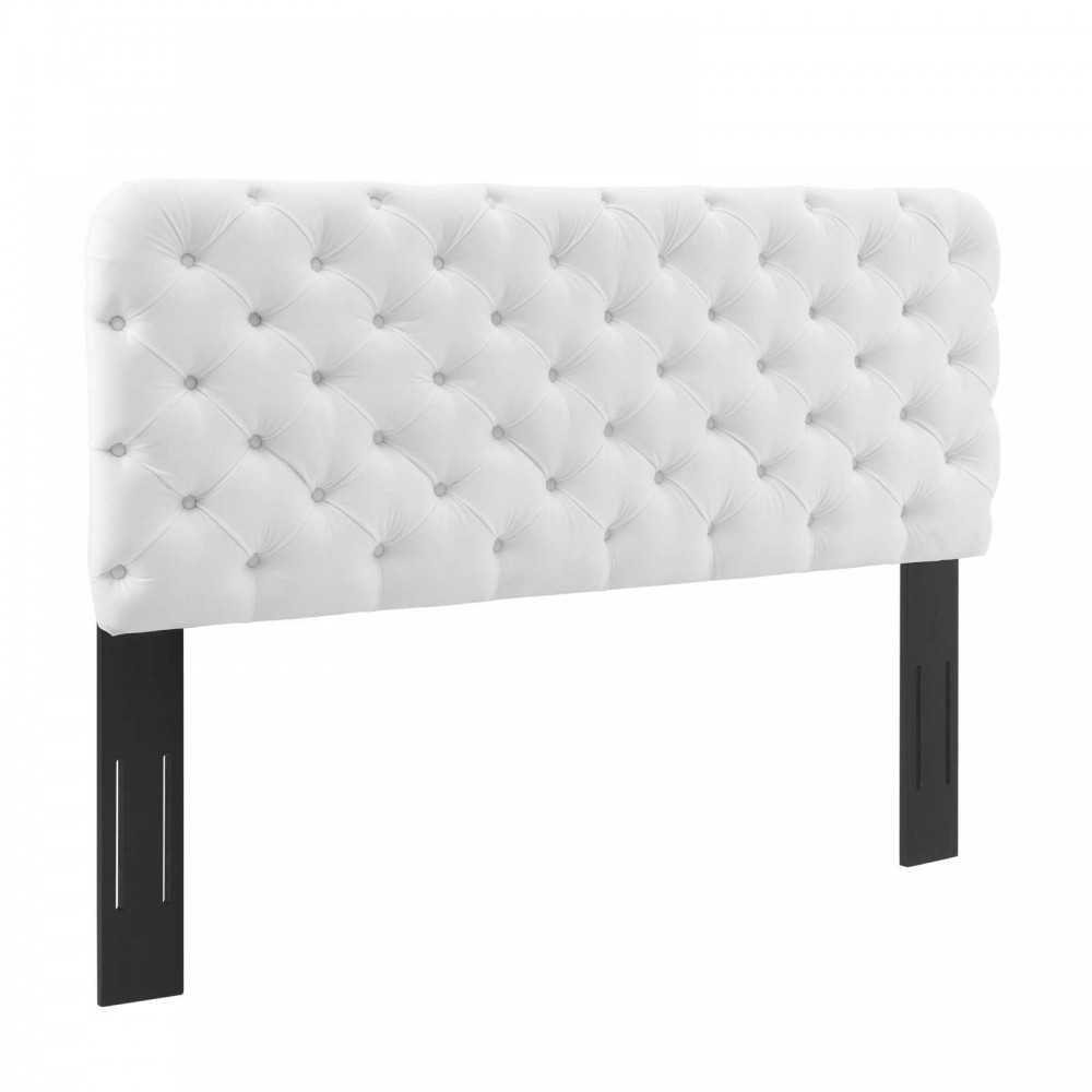 Lizzy Tufted Full/Queen Performance Velvet Headboard, White