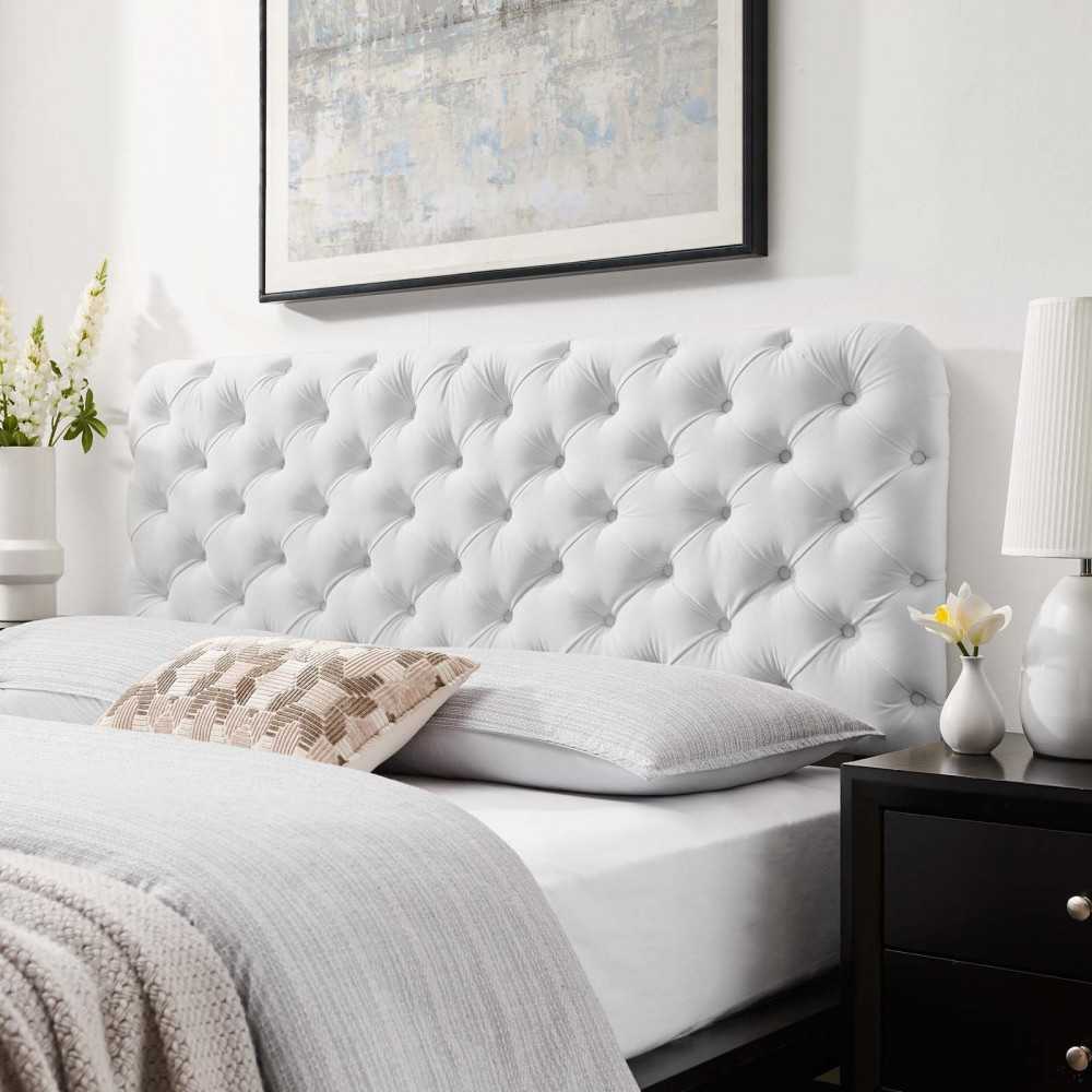 Lizzy Tufted Full/Queen Performance Velvet Headboard, White