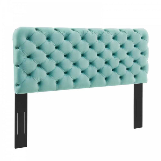 Lizzy Tufted King/California King Performance Velvet Headboard, Mint