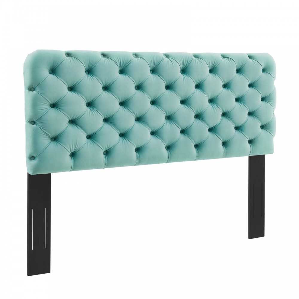 Lizzy Tufted Twin Performance Velvet Headboard, Mint
