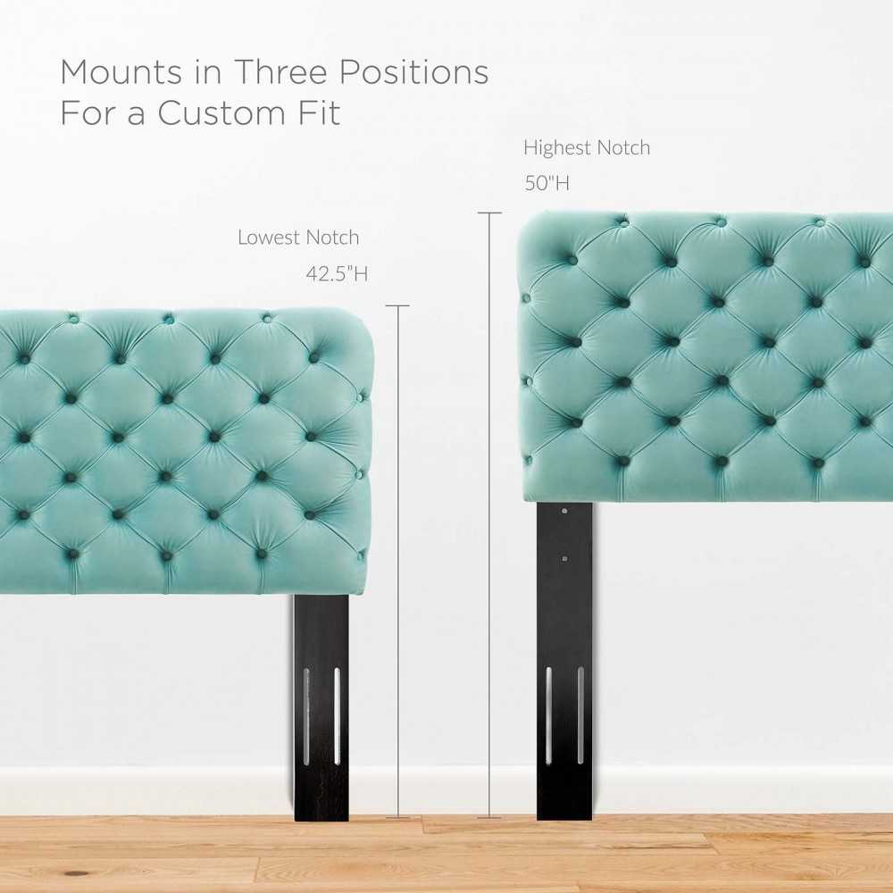 Lizzy Tufted Twin Performance Velvet Headboard, Mint