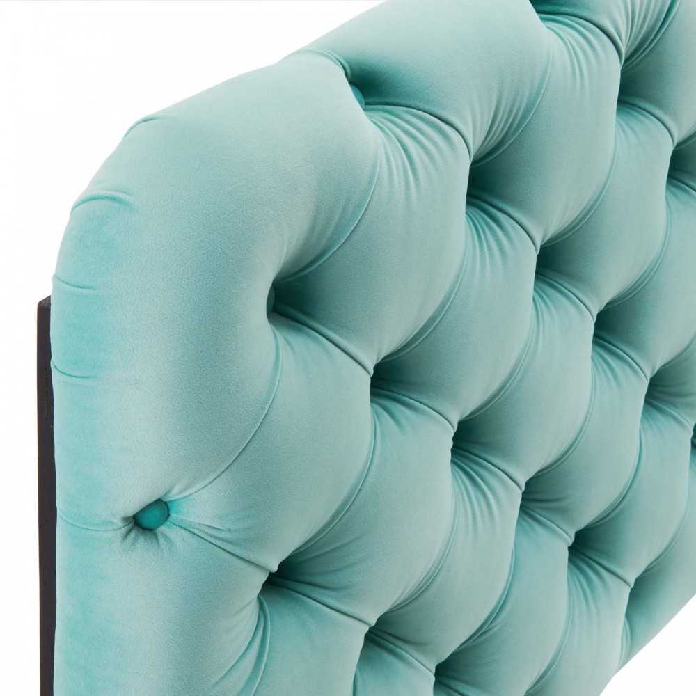 Lizzy Tufted Twin Performance Velvet Headboard, Mint