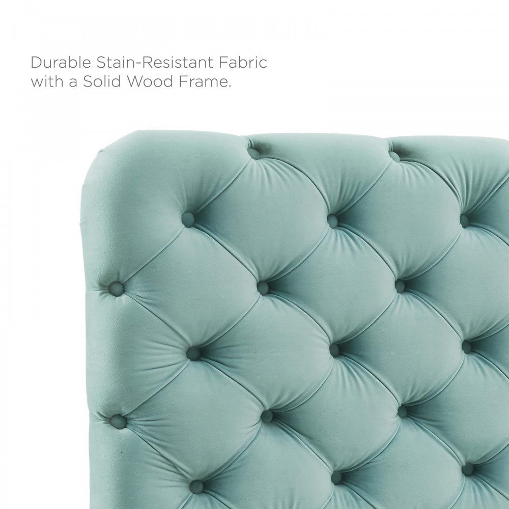 Lizzy Tufted Twin Performance Velvet Headboard, Mint