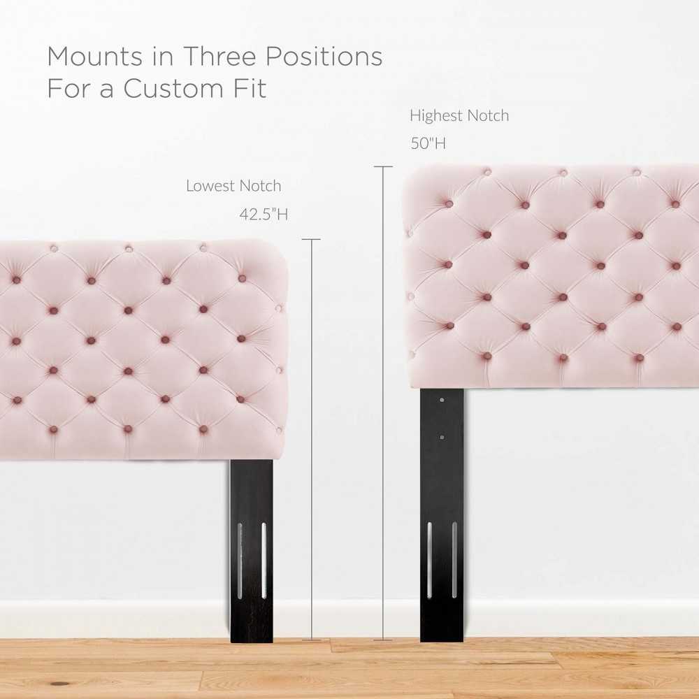 Lizzy Tufted Twin Performance Velvet Headboard, Pink