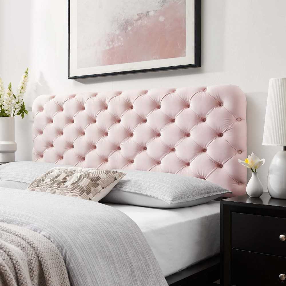 Lizzy Tufted Twin Performance Velvet Headboard, Pink