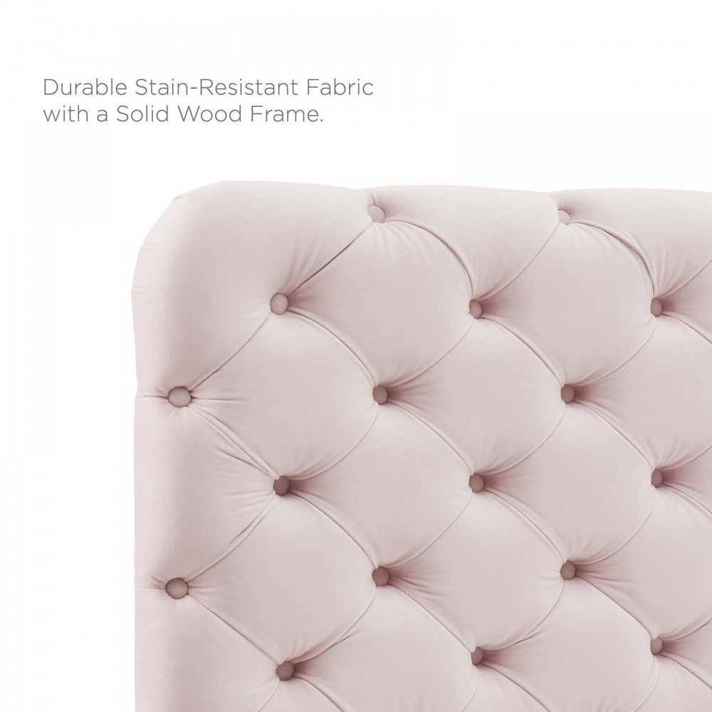 Lizzy Tufted Twin Performance Velvet Headboard, Pink