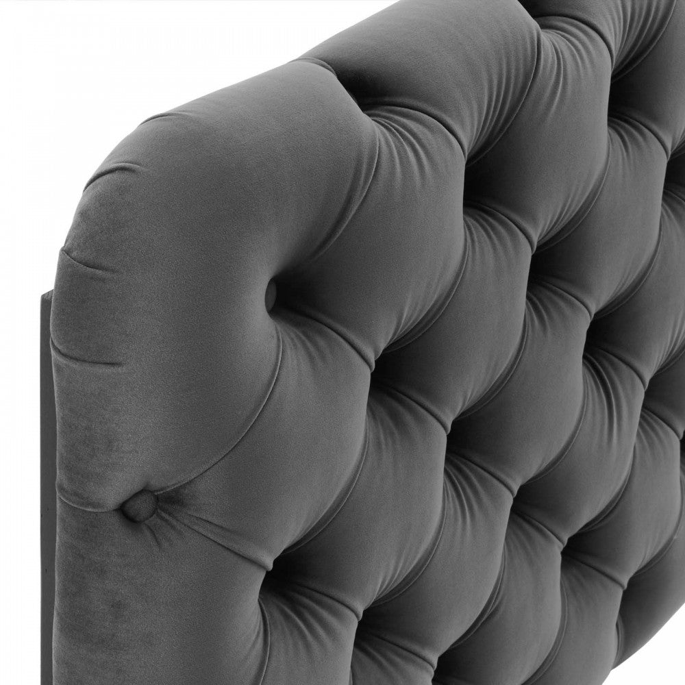 Lizzy Tufted Twin Performance Velvet Headboard, Charcoal