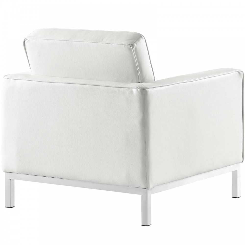 Loft 2 Piece Leather Armchair Set, White, EEI-3103-WHI-SET