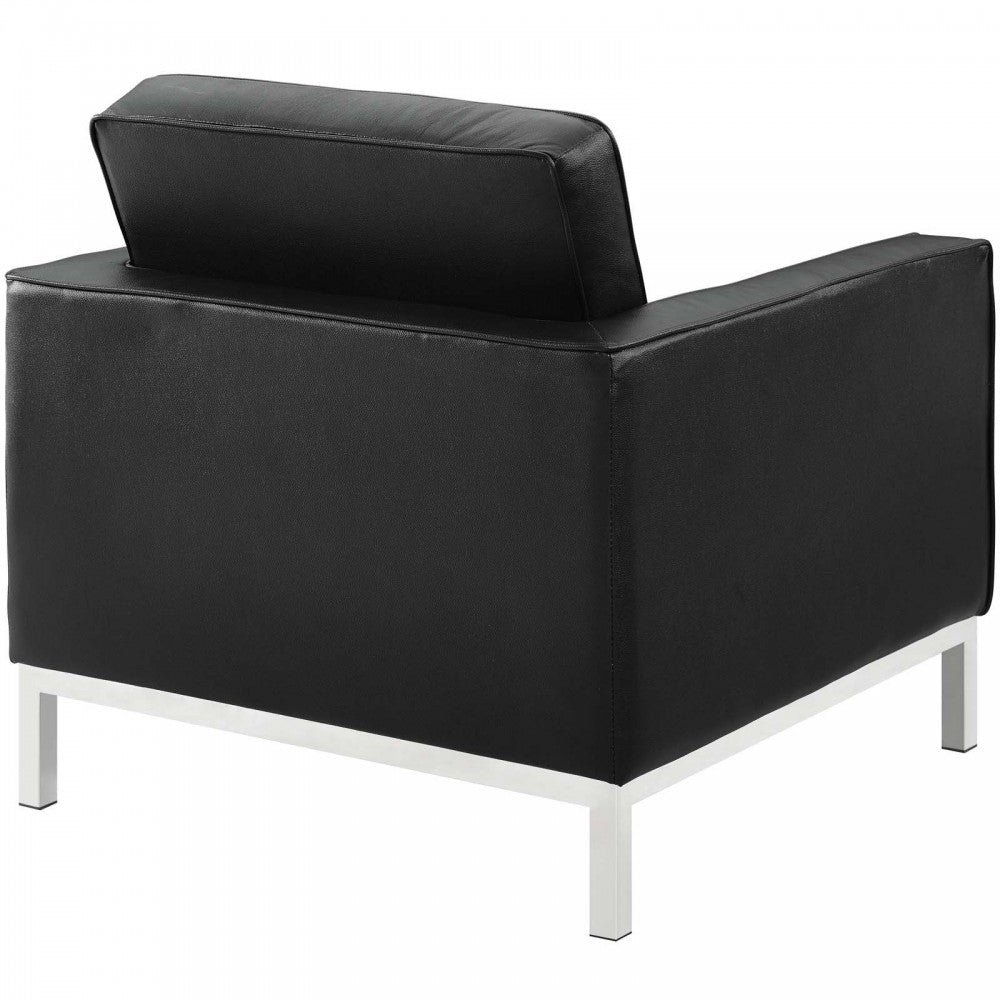 Loft 2 Piece Leather Armchair Set, White, EEI-3103-BLK-SET