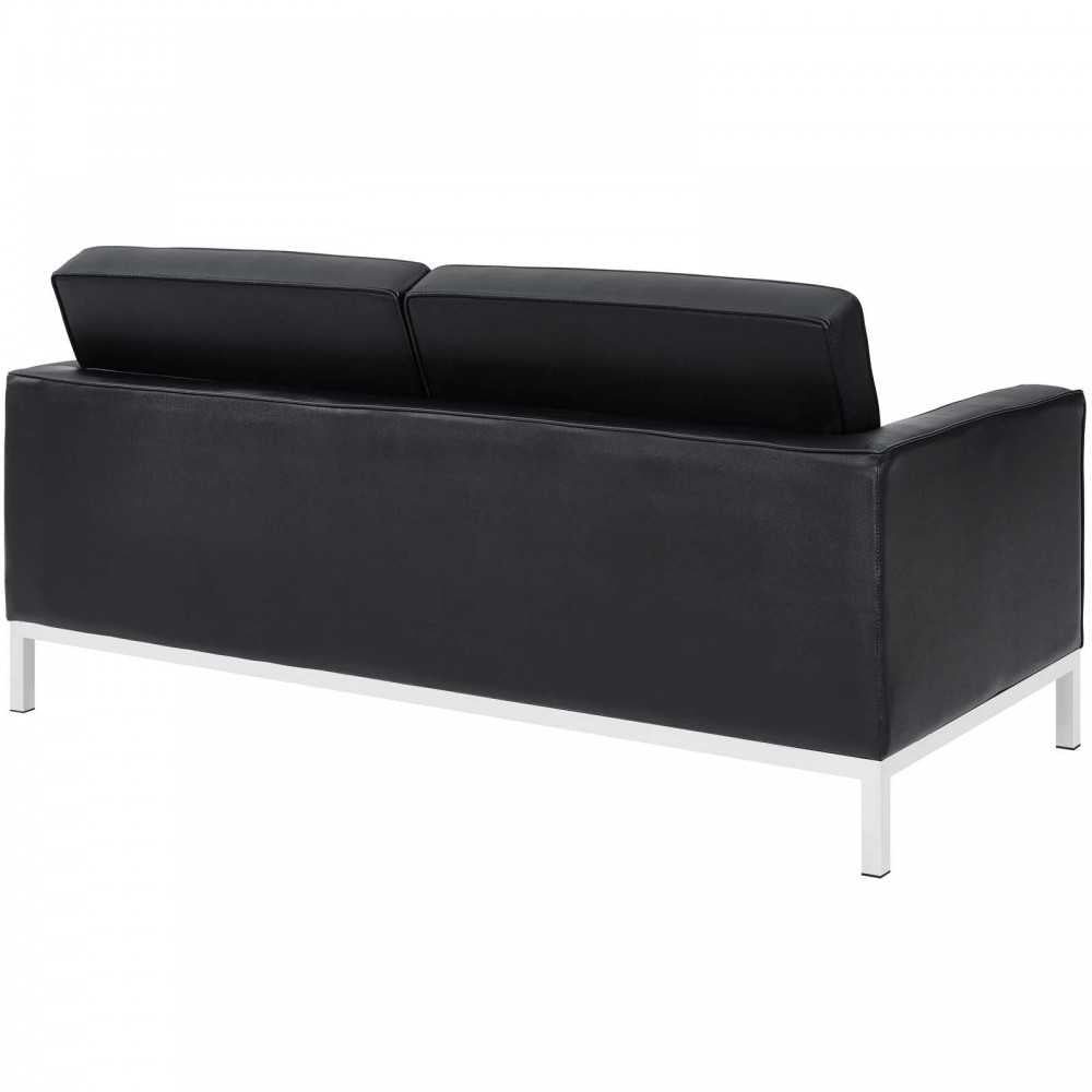 Loft 2 Piece Leather Loveseat and Armchair Set, White, EEI-3100-BLK-SET