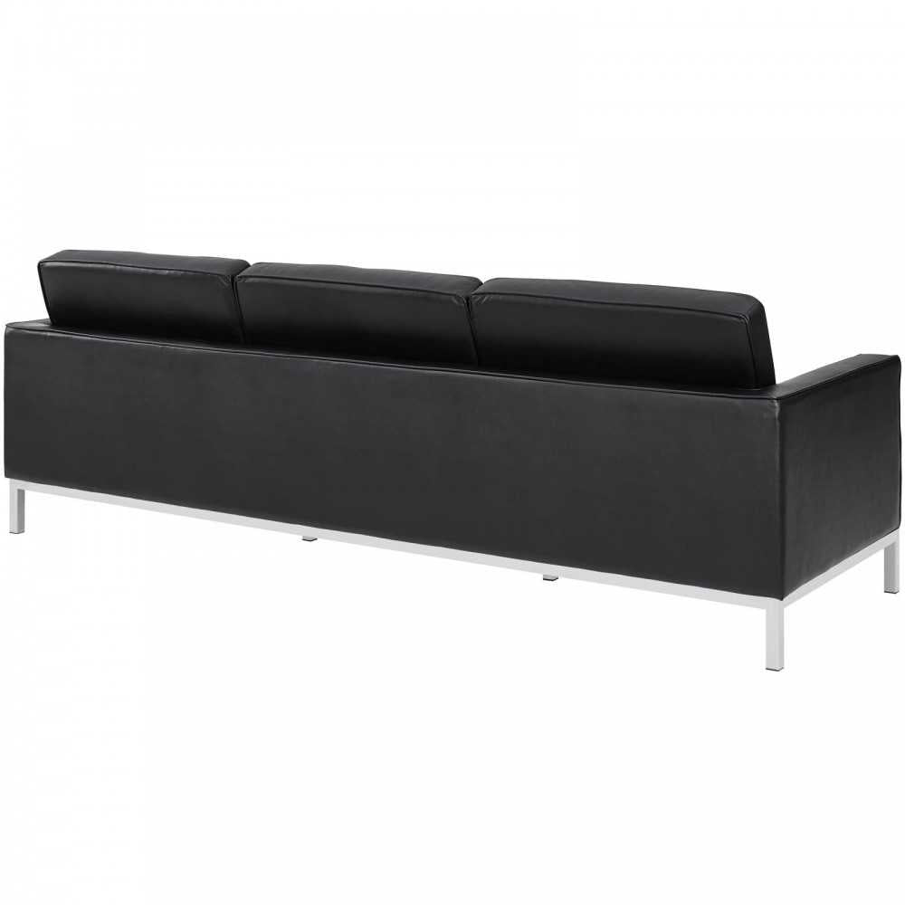 Loft 2 Piece Leather Sofa and Armchair Set, White, EEI-3099-BLK-SET