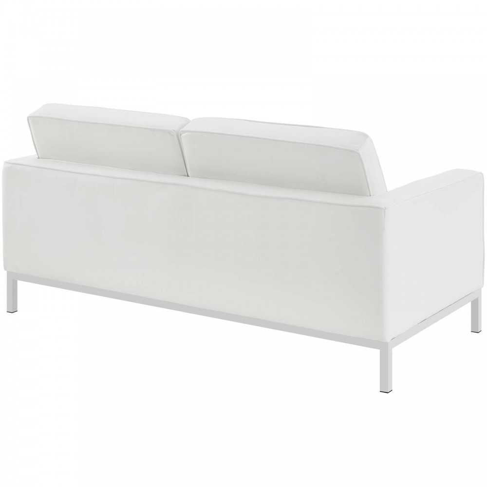 Loft 2 Piece Leather Sofa and Loveseat Set, Cream White