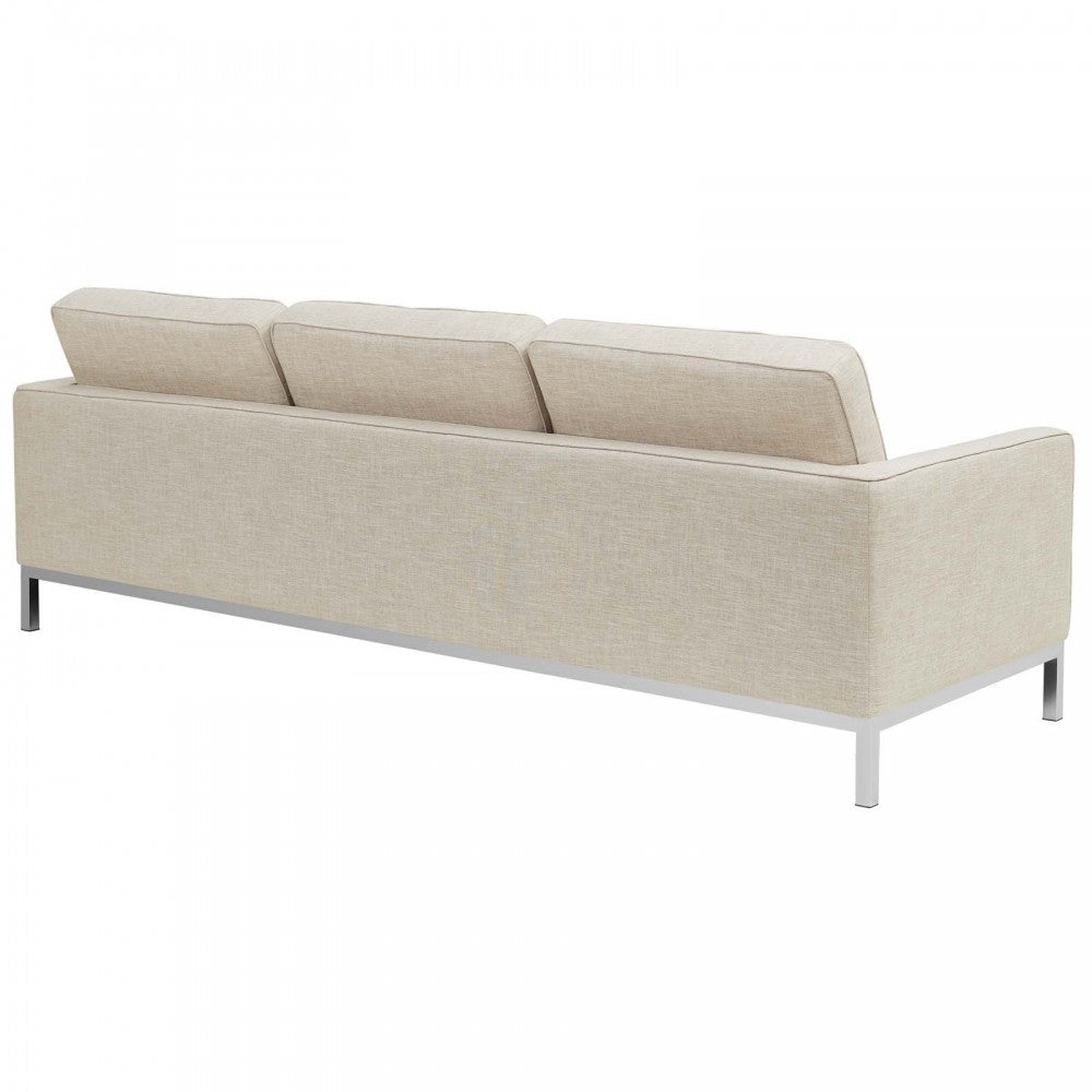 Loft 2 Piece Upholstered Fabric Sofa and Armchair Set, Beige