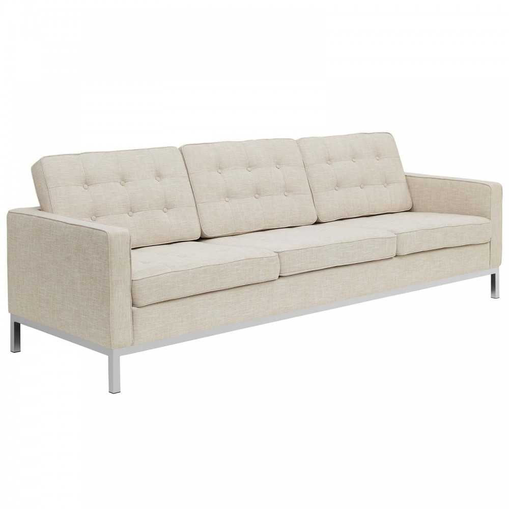 Loft 2 Piece Upholstered Fabric Sofa and Armchair Set, Beige