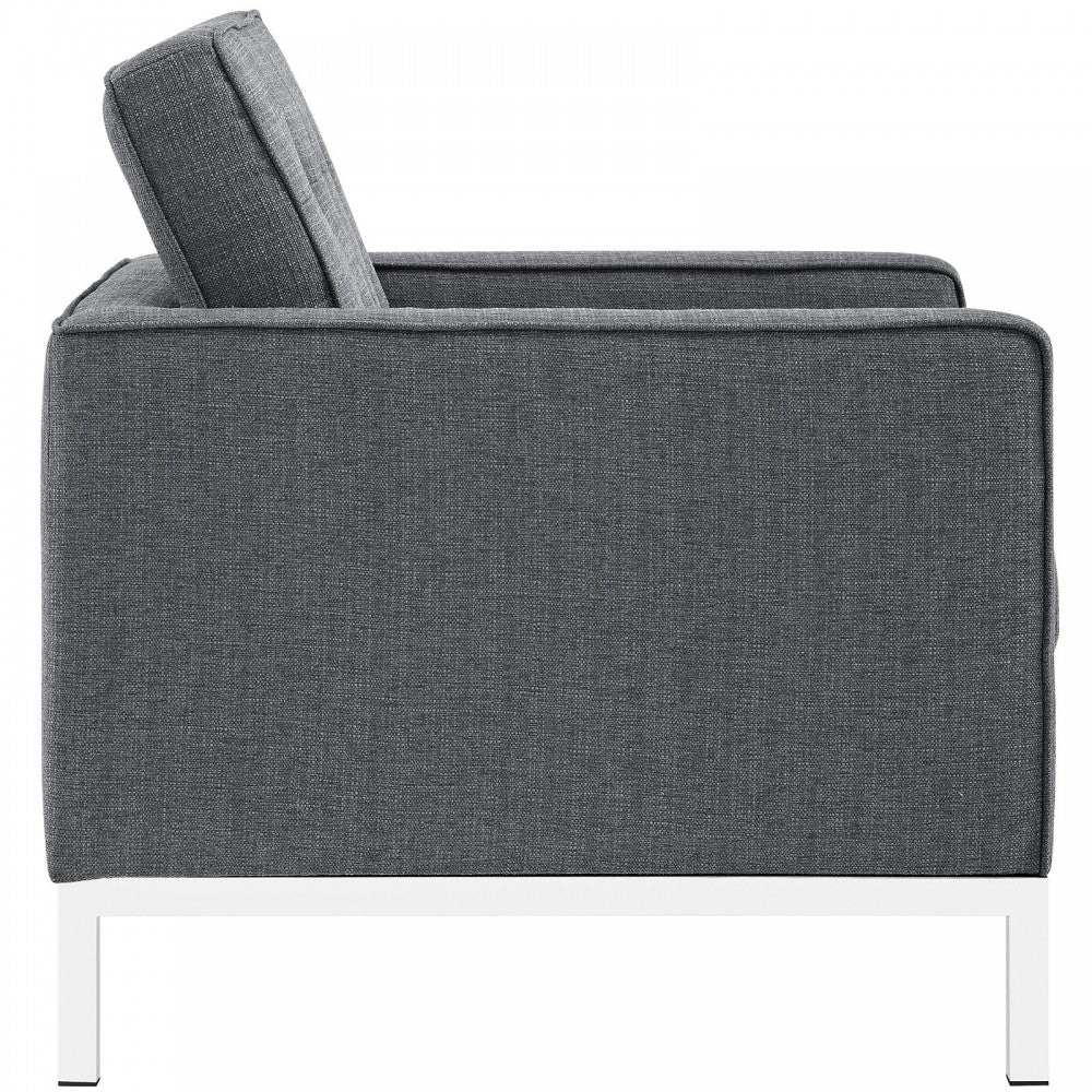 Loft 2 Piece Upholstered Fabric Sofa and Armchair Set, Gray