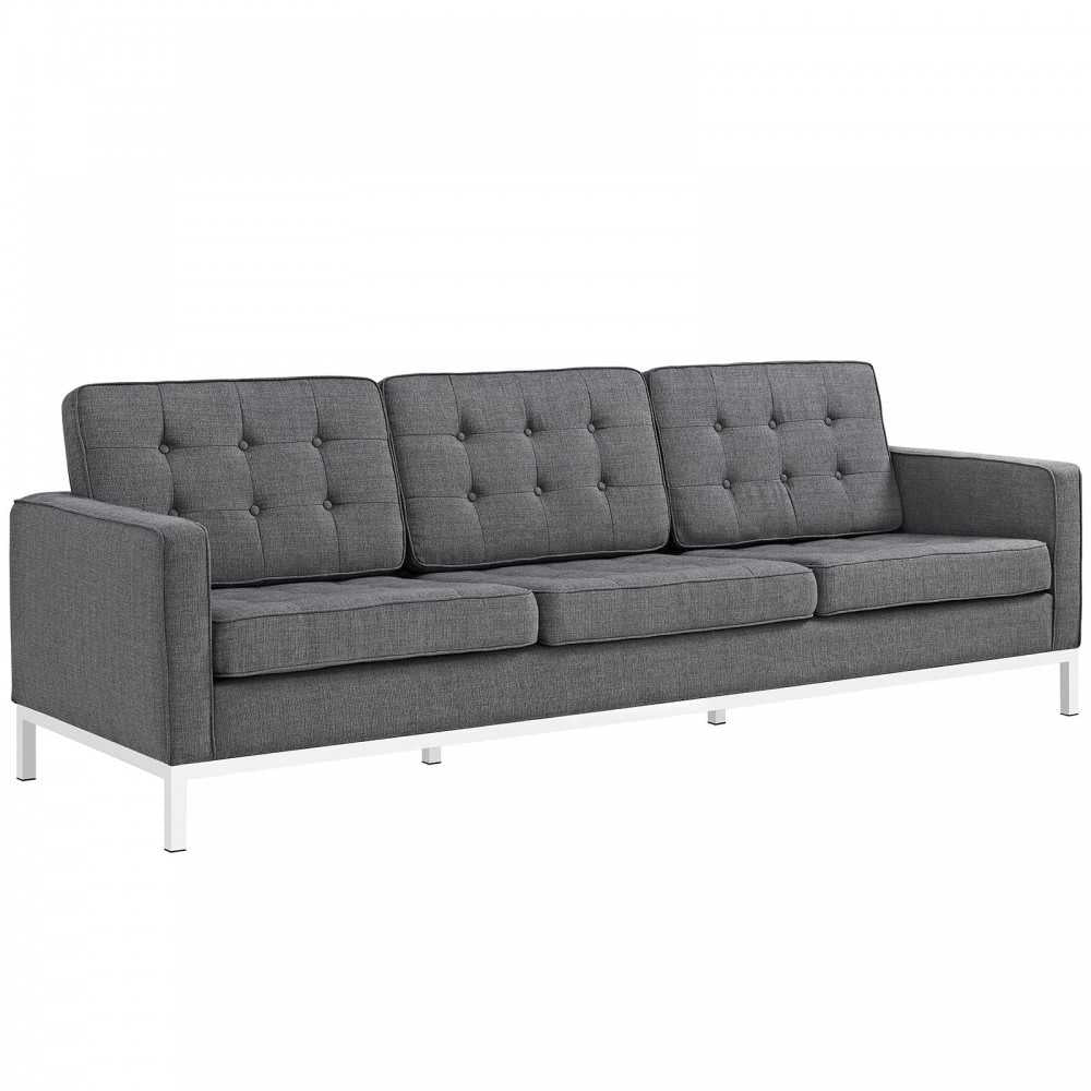 Loft 2 Piece Upholstered Fabric Sofa and Armchair Set, Gray