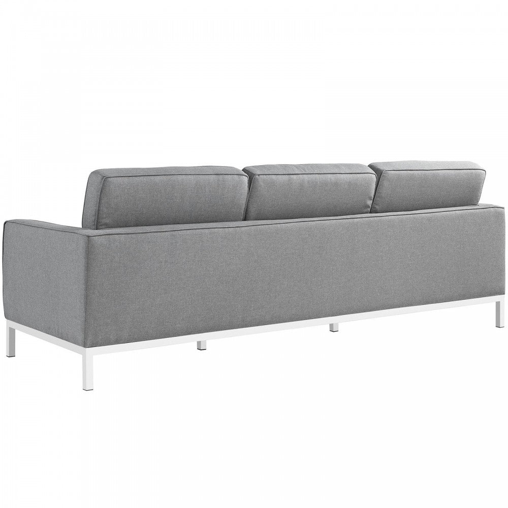 Loft 2 Piece Upholstered Fabric Sofa and Armchair Set, Light Gray