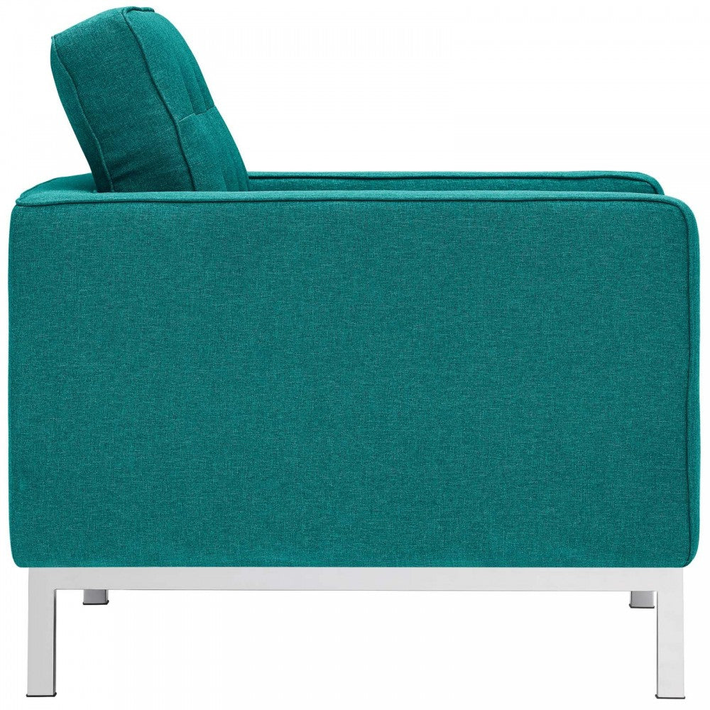 Loft 2 Piece Upholstered Fabric Sofa and Armchair Set, Teal