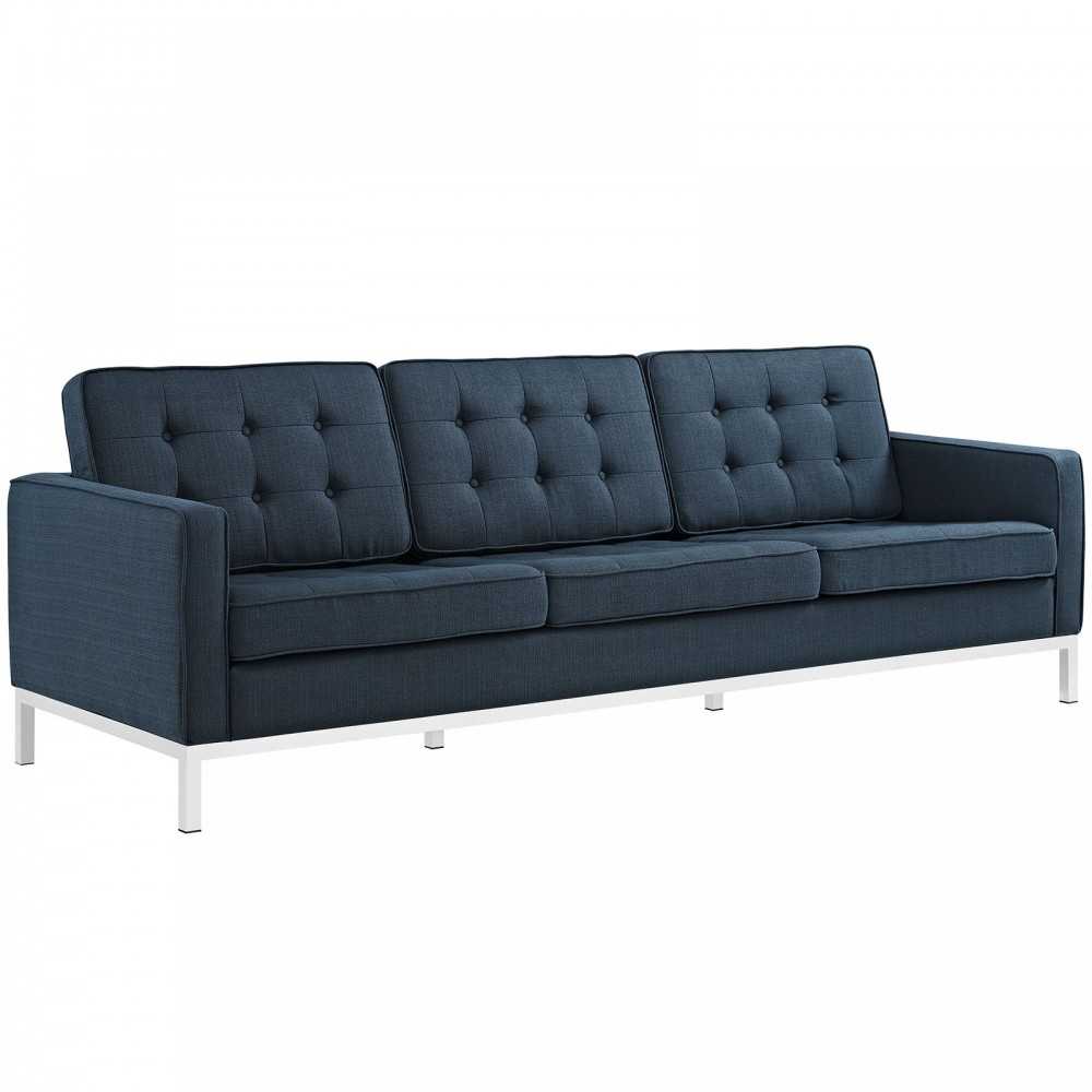 Loft 2 Piece Upholstered Fabric Sofa and Armchair Set, Azure