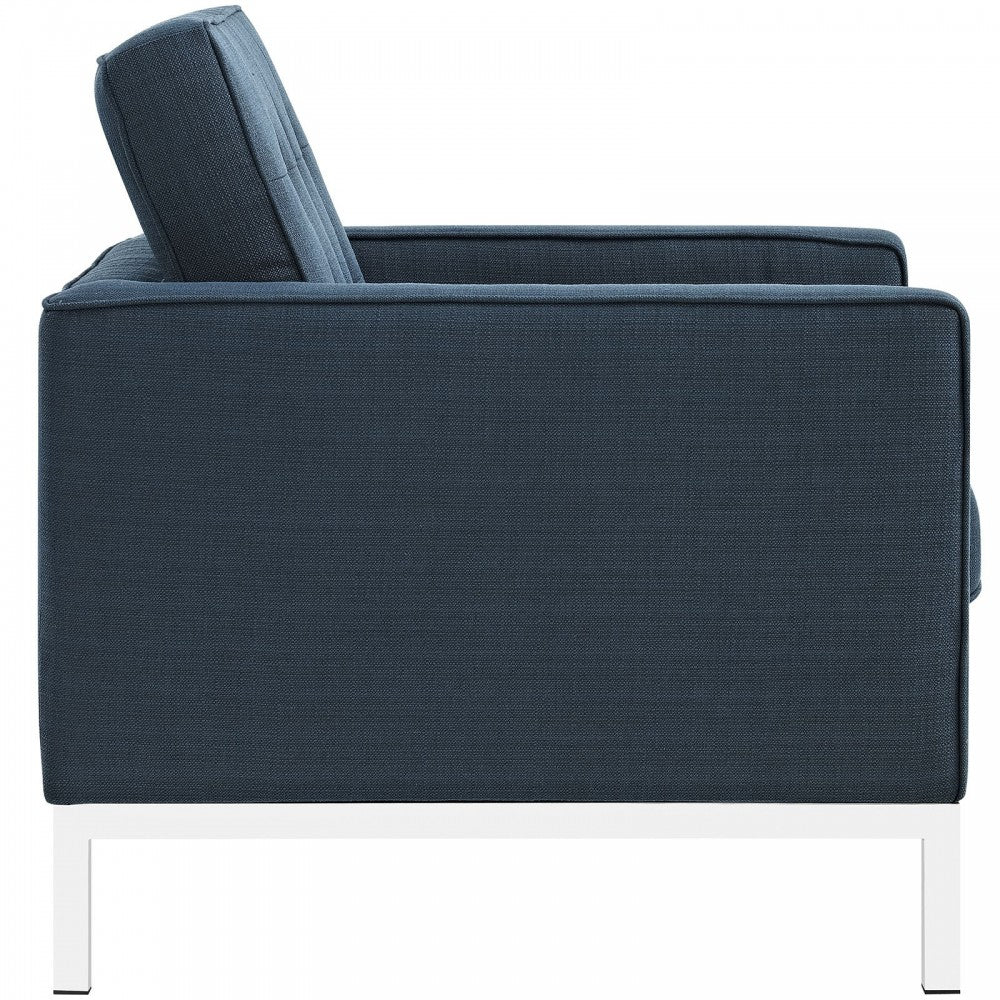 Loft 2 Piece Upholstered Fabric Sofa and Armchair Set, Azure