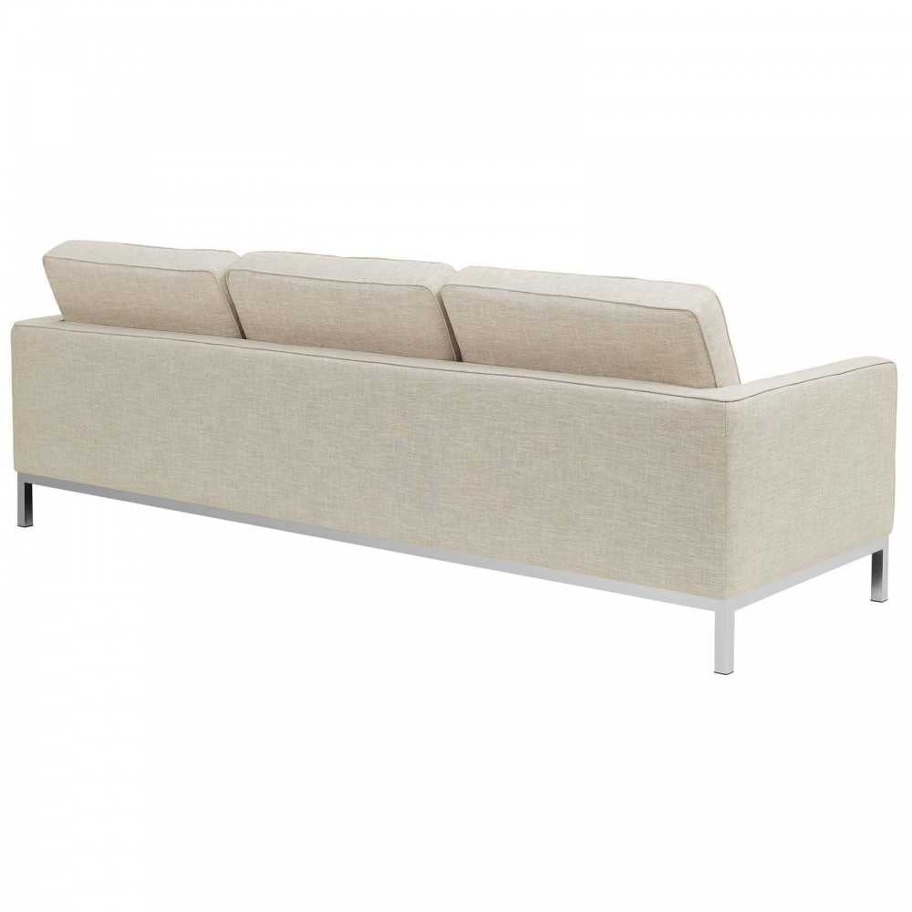 Loft 2 Piece Upholstered Fabric Sofa and Loveseat Set, Beige