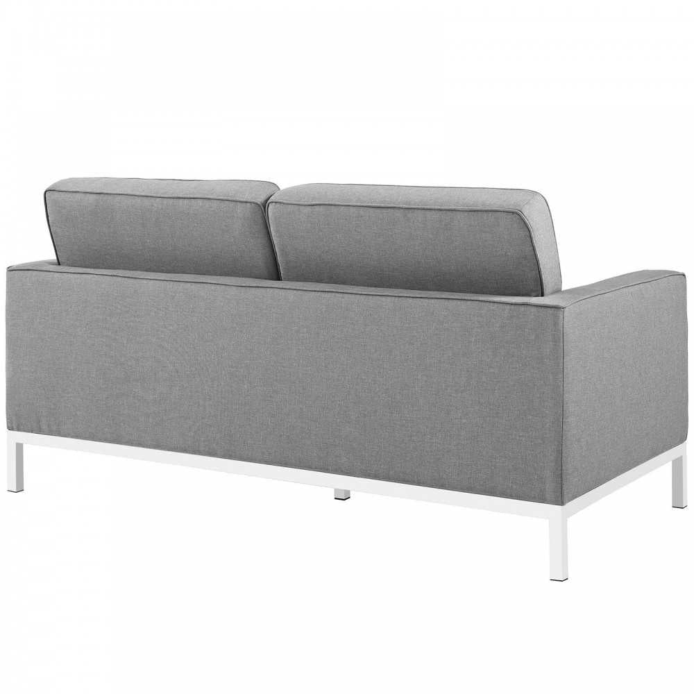 Loft 2 Piece Upholstered Fabric Sofa and Loveseat Set, Light Gray