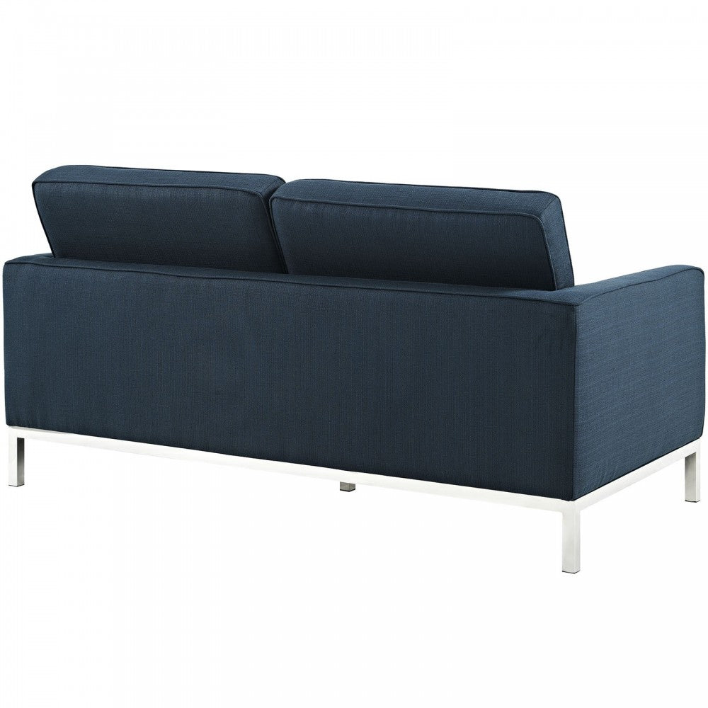 Loft 2 Piece Upholstered Fabric Sofa and Loveseat Set, Azure