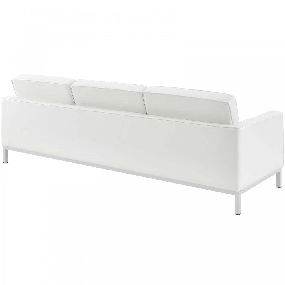 Loft 3 Piece Leather Sofa and Armchair Set, Gray