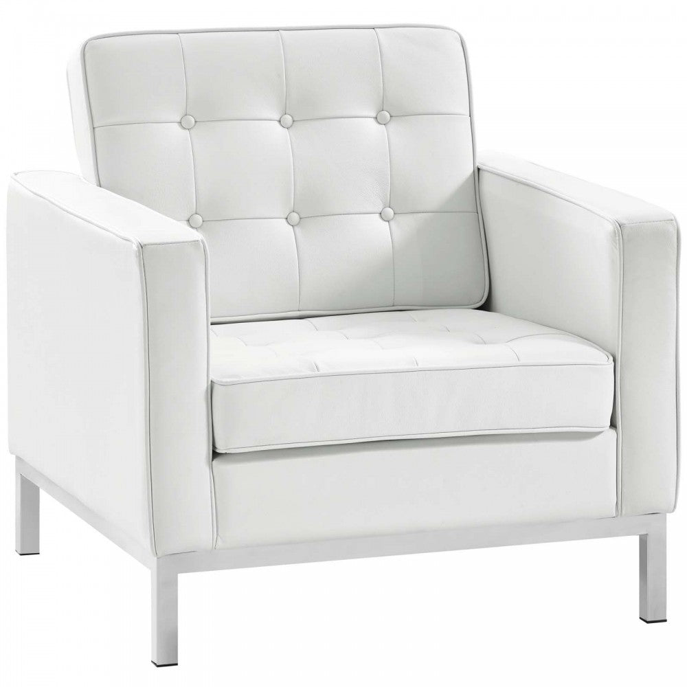 Loft 3 Piece Leather Sofa and Armchair Set, Gray