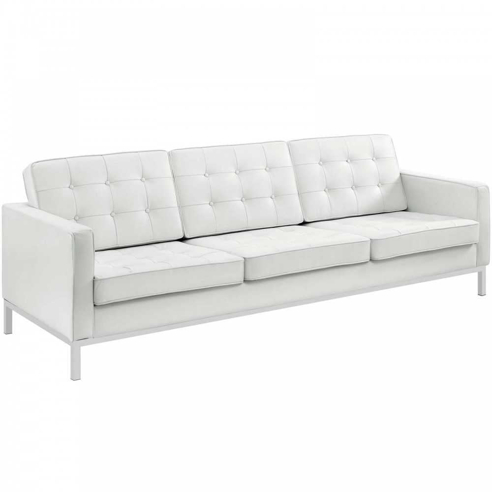 Loft 3 Piece Leather Sofa and Armchair Set, Gray