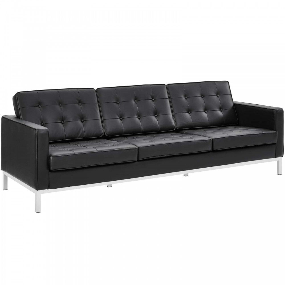 Loft 3 Piece Leather Sofa and Armchair Set, White