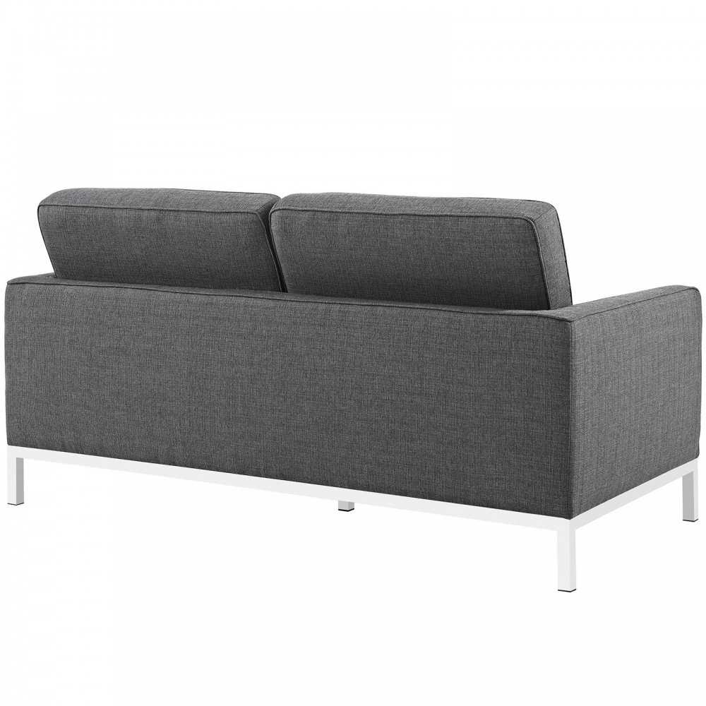 Loft 3 Piece Upholstered Fabric Sofa Loveseat and Armchair Set, Gray