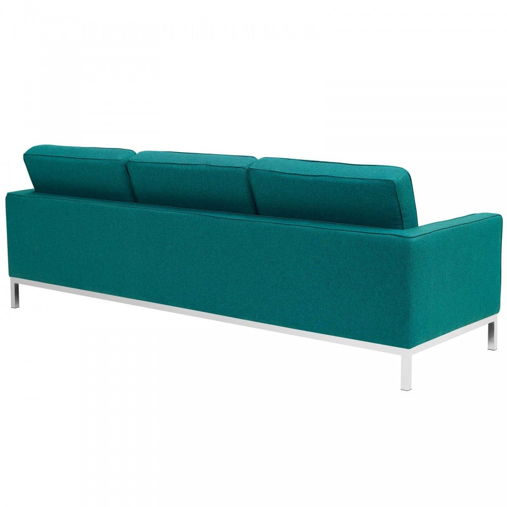 Loft 3 Piece Upholstered Fabric Sofa Loveseat and Armchair Set, Teal