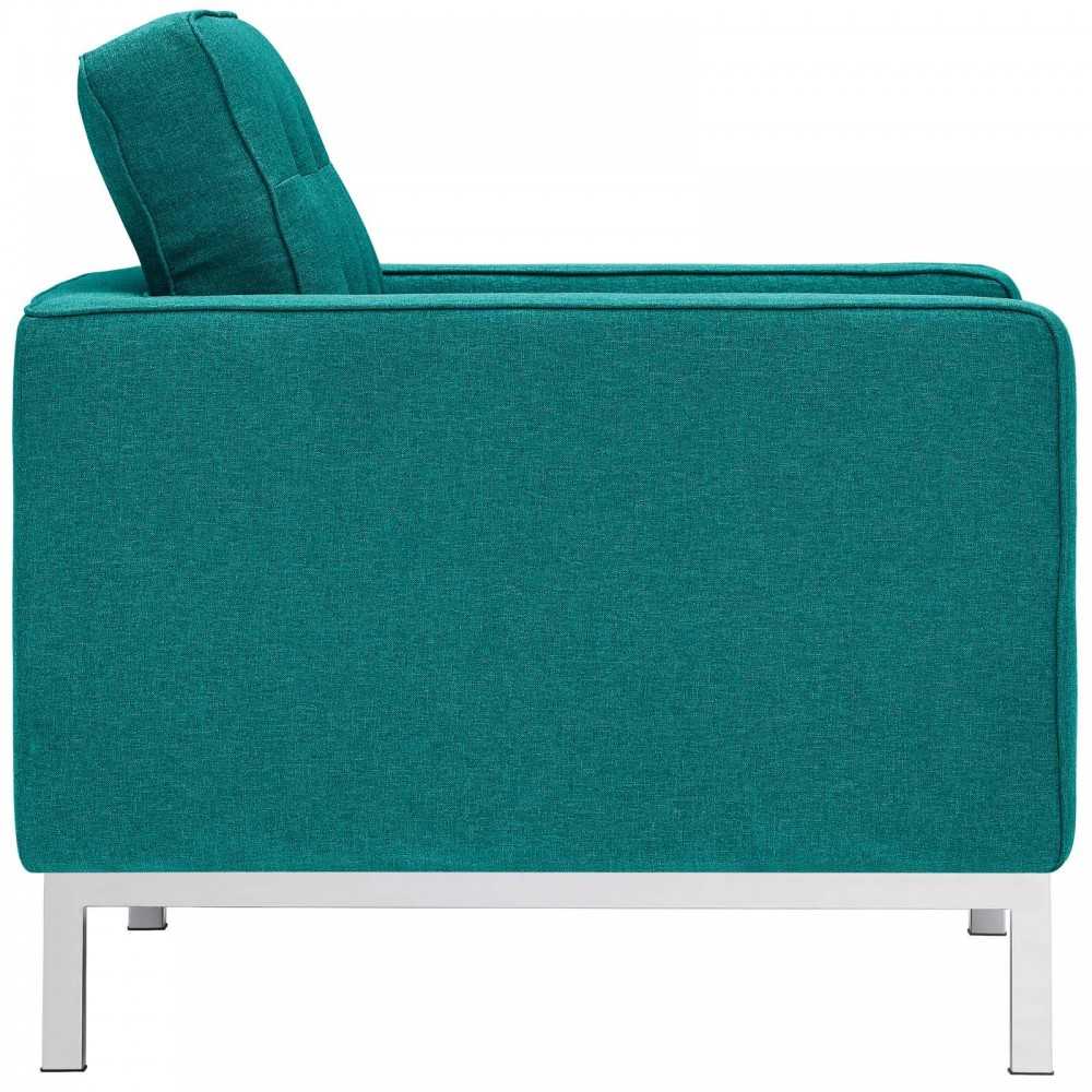 Loft 3 Piece Upholstered Fabric Sofa Loveseat and Armchair Set, Teal