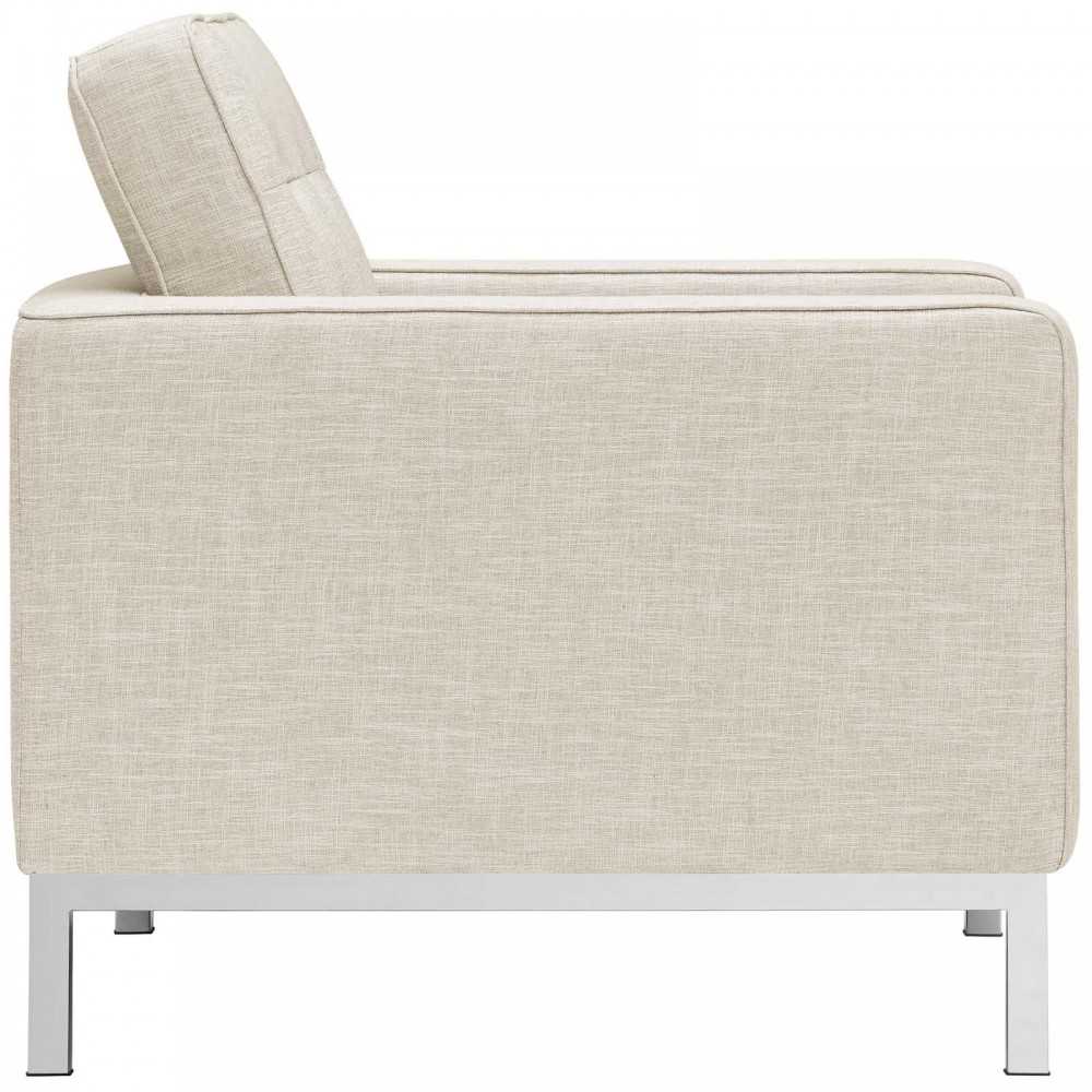 Loft Armchairs Upholstered Fabric Set of 2, Beige