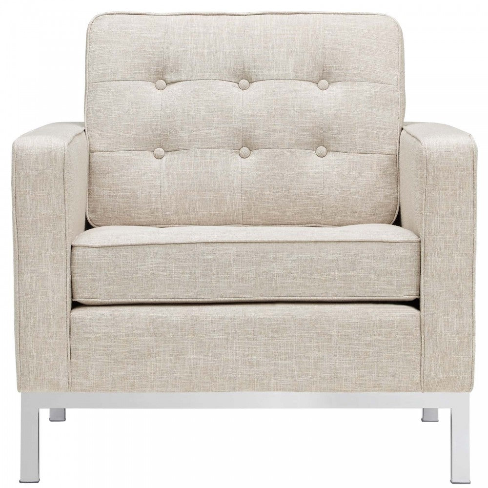 Loft Armchairs Upholstered Fabric Set of 2, Beige