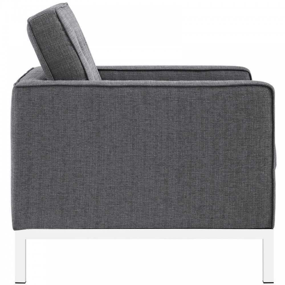 Loft Armchairs Upholstered Fabric Set of 2, Gray