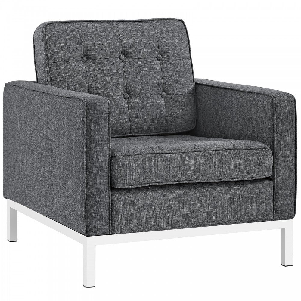 Loft Armchairs Upholstered Fabric Set of 2, Gray