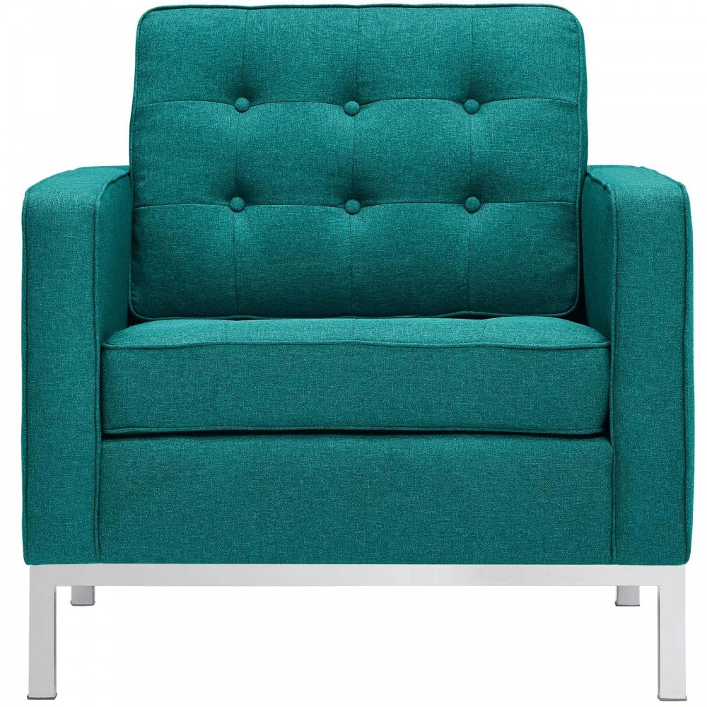 Loft Armchairs Upholstered Fabric Set of 2, Teal