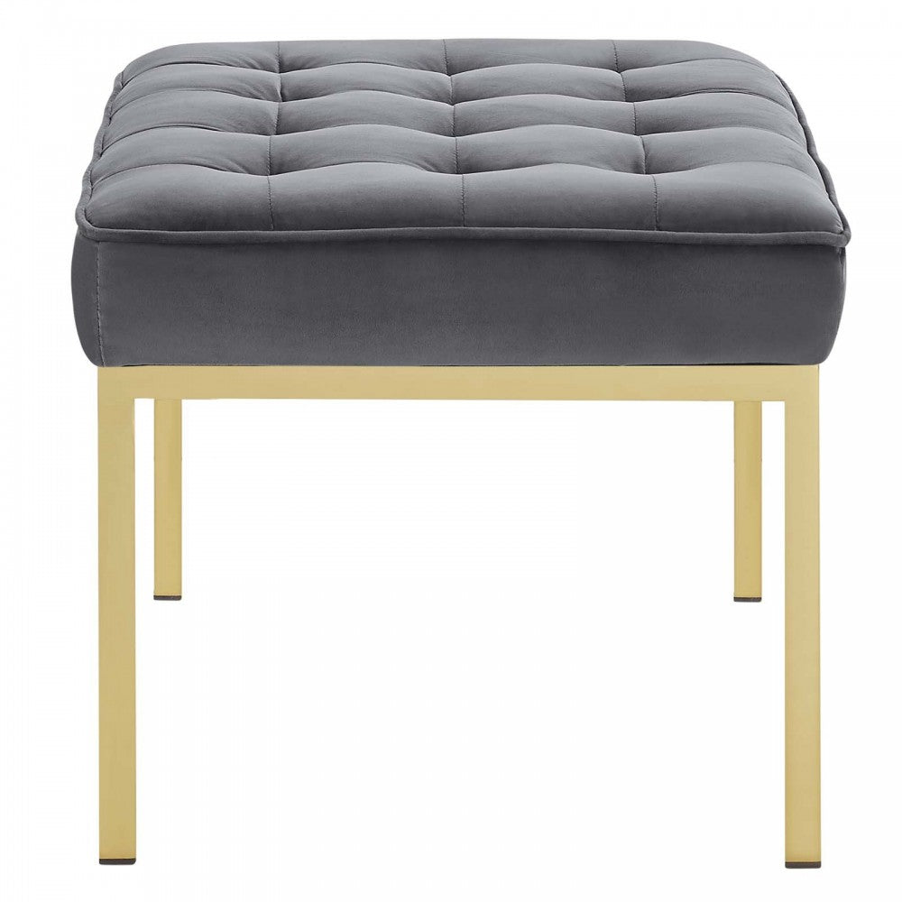 Loft Gold Stainless Steel Leg Medium Performance Velvet Bench, Gold Gray