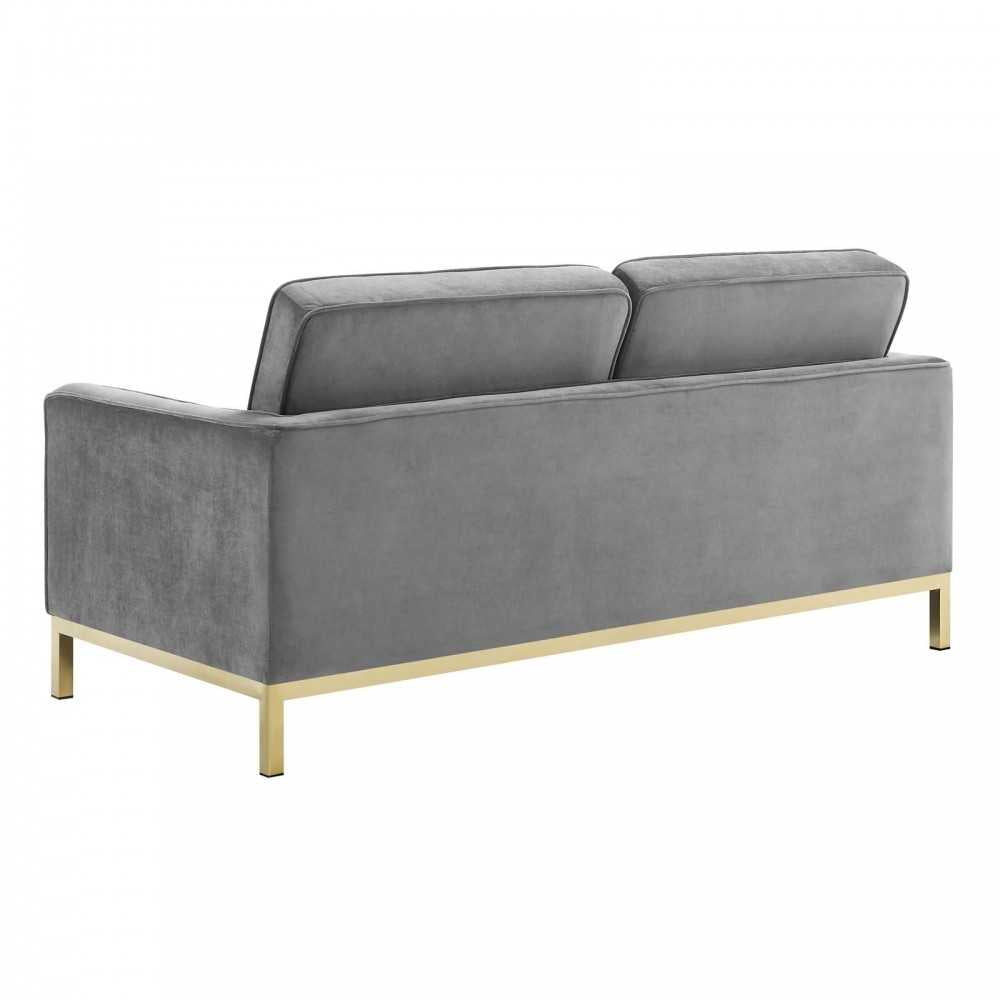 Loft Gold Stainless Steel Leg Performance Velvet Loveseat and Armchair Set, Gold Gray
