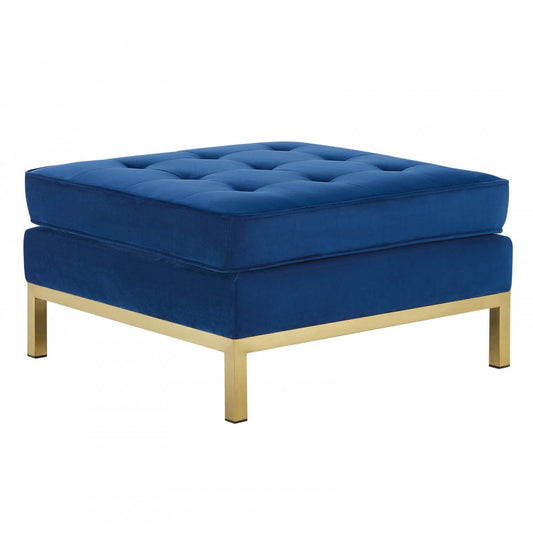 Loft Gold Stainless Steel Leg Performance Velvet Ottoman, Gold Navy